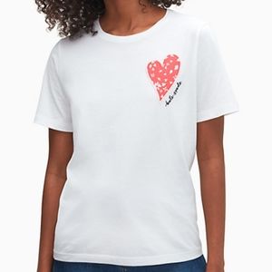 NWT Kate Spade XL White Heart Crew Shirt